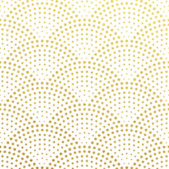 Seamless pattern vector background of glittery golden scales or fountain confetti in retro Gatsby design with art deco gold glittering dots on white