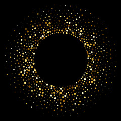 Fototapete - Golden confetti circle or shiny glitter particles background. Vector gold dots frame for Christmas, New Year or birthday and luxury fashion design backdrop