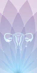 Canvas Print - Beautiful female uterus and ovaries flower background, transparent delicate design