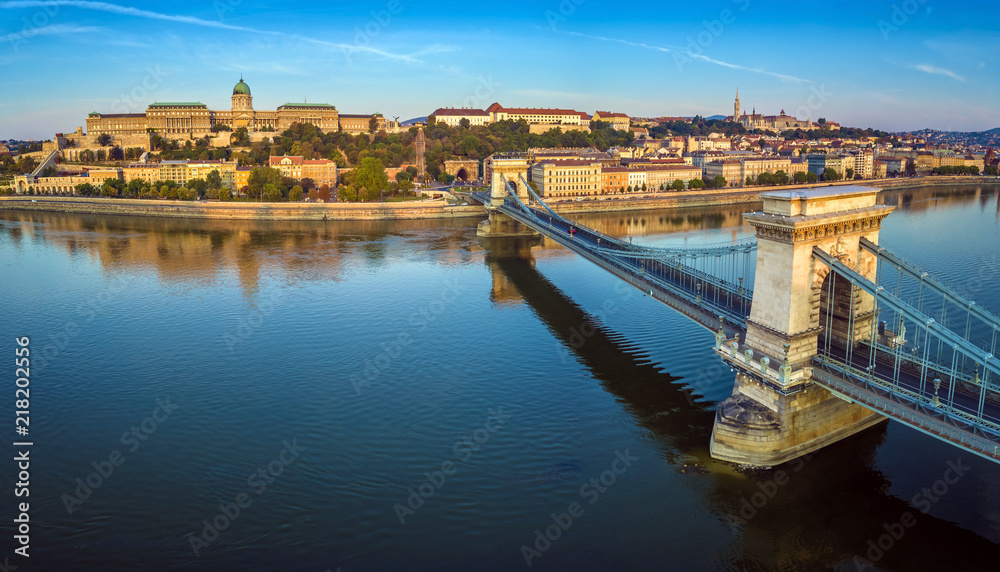 Budapest Hungary Panoramic Aerial View Of Szechenyi Chain Bridge At budapest-hungary-panoramic-aerial-view-of-szechenyi-chain-bridge-at