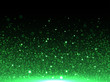 Green glitter particles vector abstract shiny background of star dust with glittery bokeh light effect