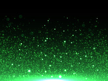 Green Glitter Particles Vector Abstract Shiny Background Of Star Dust With Glittery Bokeh Light Effect