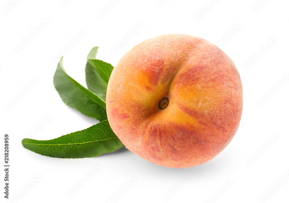 Fresh peach on white background