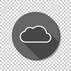 Poster - Simple cloud. Linear symbol with thin outline. flat icon, long s