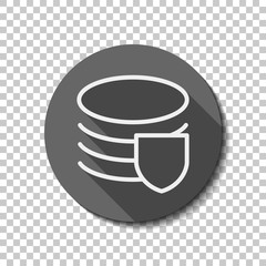 Poster - Simple protect of database. Linear, thin outline. flat icon, lon