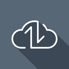 Poster - Data cloud icon. Backup, restore. Upload, download. Up and Down