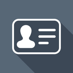 Poster - Identification card icon. ID profile. White flat icon with long