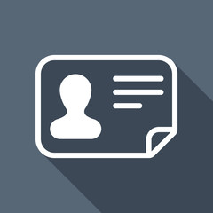 Poster - Identification card icon. ID profile. White flat icon with long