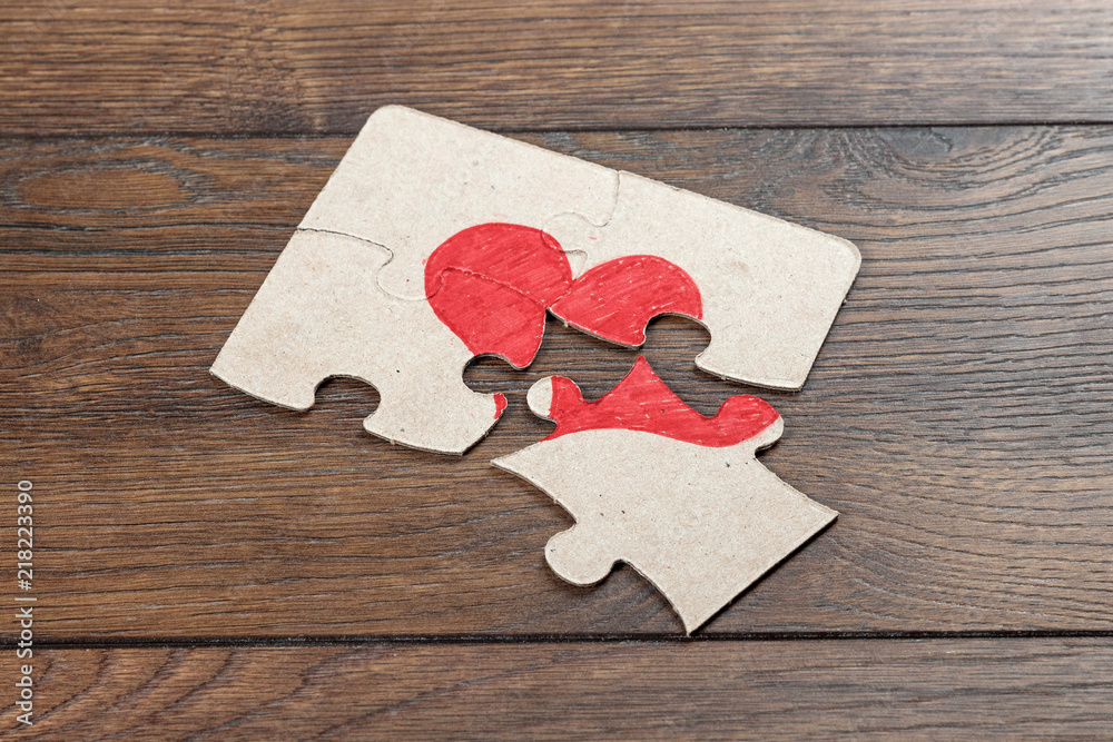 Parts of the puzzle form the heart broken The concept of divorce Parts of the puzzle form the heart broken The concept of divorce