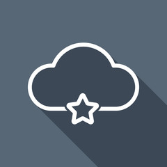Poster - bookmark cloud database. linear symbol with thin outline. simple