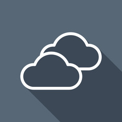 Poster - Mostly cloudy icon. Simple linear icon with thin outline. White