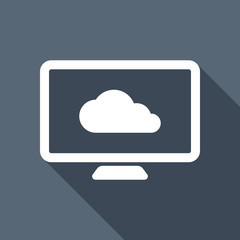 Poster - database, cloud technology, computer and cloud. simple icon. Whi