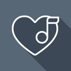 Poster - Heard and note, Favourite music. Linear icon with thin outline.
