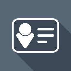 Poster - Identification card icon. Linear style. White flat icon with lon