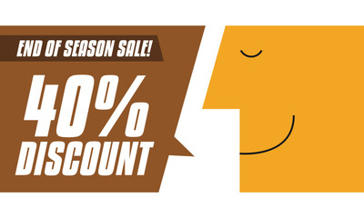 40% discount Sale sign with chat bubble vector illustration. Man saying 40% OFF. Business and Digital marketing concept for website and banners promotions. 