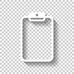 Poster - Tablet with paper. White icon with shadow on transparent backgro