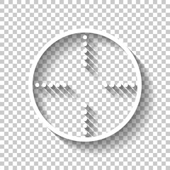 Simple target icon. White icon with shadow on transparent backgr