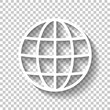© fokas.pokas - Simple globe icon. Linear, thin outline. White icon with shadow