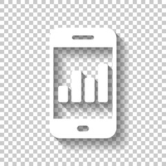 Poster - Finance graphic, mobile phone. White icon with shadow on transpa