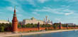 Beautiful view of the Moscow Kremlin from the bridge on the Moscow river – panorama