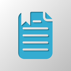 Poster - document with text and bookmark. Paper design. Cutted symbol wit