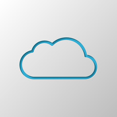 Poster - Simple cloud. Linear symbol with thin outline. Paper design. Cut