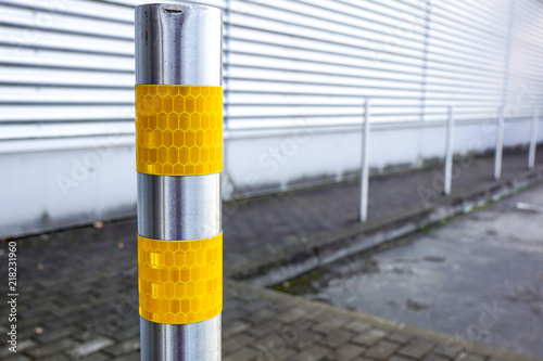 Fotomural traffic bollard for safety street and structure at parking lot