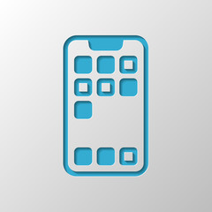 Poster - Simple mobile phone icon. Linear symbol, thin outline. Paper des