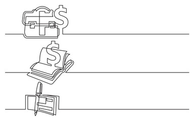 Wall Mural - continuous-line-banner-design-person-edit-team-cooperation-human-resourses