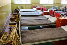 Many Beds In The Military Barracks Of Ukraine