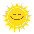 Sun smile sign, icon, tag. Vector illustration