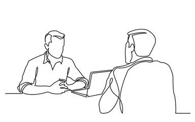 Canvas Print - continuous line drawing of job interview between two men