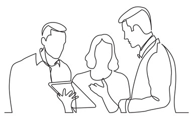 Poster - continuous line drawing of team discussing work task
