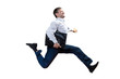 © Yarkovoy - running businessman with briefcase, isolated on white background.