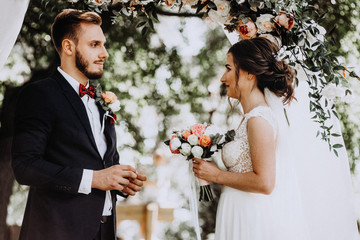 Two lovers hearts on the wedding ceremony