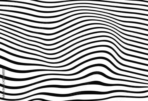 Fotomural abstract background of white and black lines. Distorted Lines