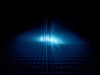 Aufkleber - Abstract background element. Fractal graphics 3d illustration. Composition of repeating grids. Information technology concept. Blue and black colors.