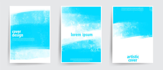 Poster - Minimal covers design. Cool artistic backgrounds. Hand drawn colorful strokes. Eps10 vector.