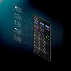 Poster - Clean Mobile UI Design Concept. Trendy Mobile Banking. Cryptocurrency Technology. Bitcoin Exchange. Financial analytics. Trading Business Application Template.