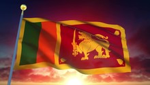 Sri Lanka Flag At Sunset