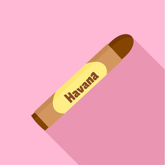 Sticker - Luxury cuban cigar havana icon. Flat illustration of luxury cuban cigar havana vector icon for web design