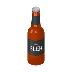 Poster - Brown bottle of beer icon. Isometric of brown bottle of beer vector icon for web design isolated on white background