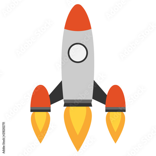 Simple Flat Grey And Red Rocket Spaceship Icon Isolated On White Stock Vector Adobe Stock