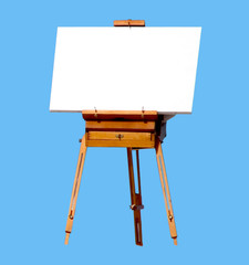 Blank canvas rests on a easel