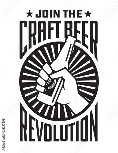 Fotografía Craft Beer Revolution vector badge or label design