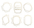 Vector geometry golden frames. Set of crystal shiny design eleme