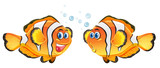 Fototapeta  - Cute clownfish on white background