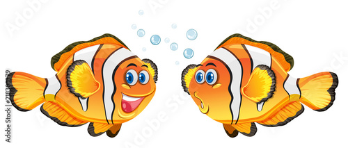 Fotomural Cute clownfish on white background