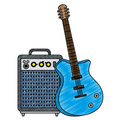 Sticker - electric guitar with speaker