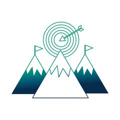 Sticker - mountains with target arrow success isolated icon